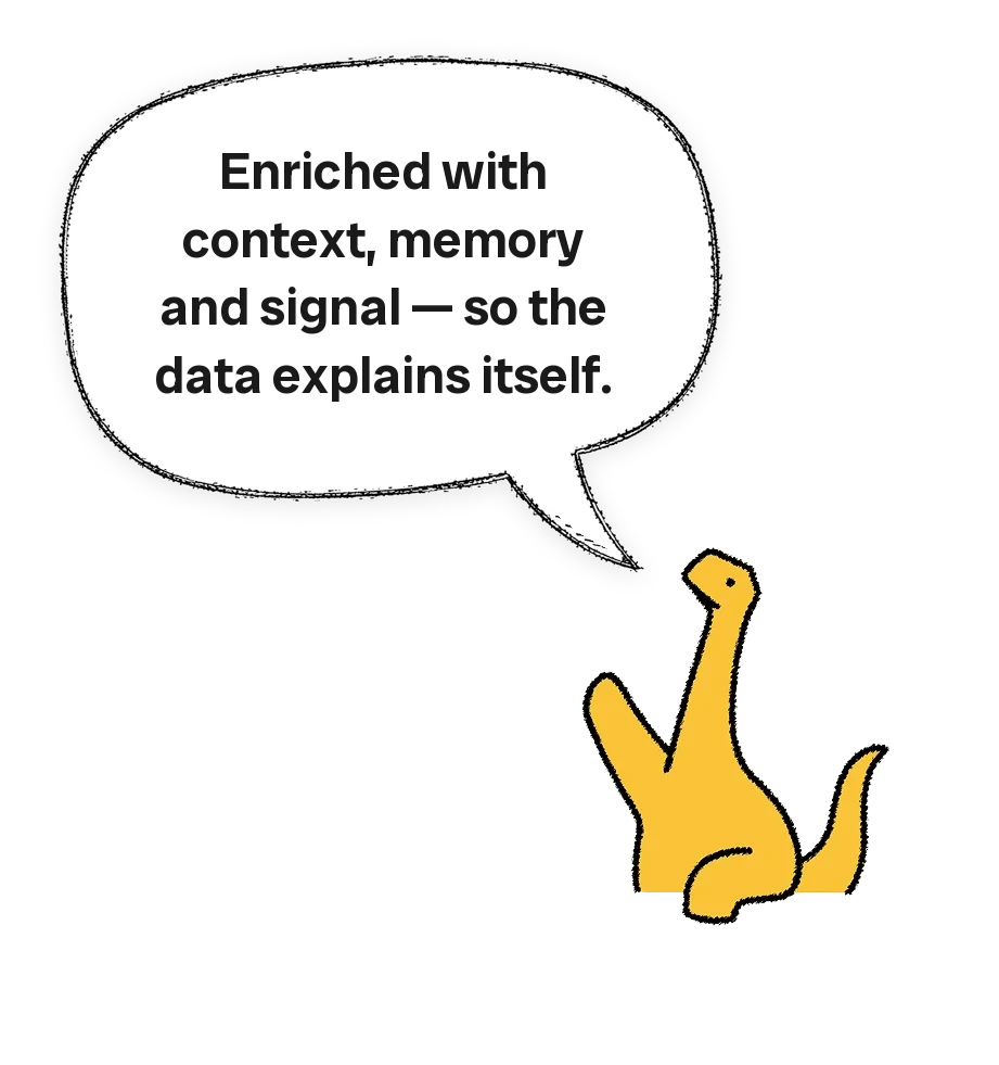 Bronto saying: Enriched with context, memory and signal — so the data explains itself.